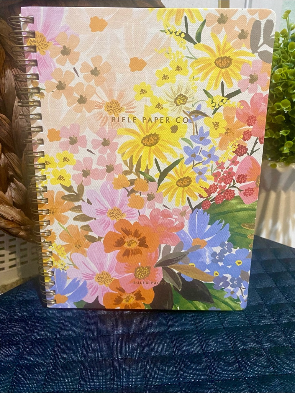 Rifle Paper Co. Spiral Notebook - Yellow Pink Blue Floral Cover